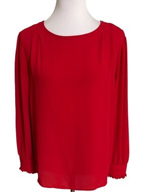 LOFT Red Long-Sleeve Blouse